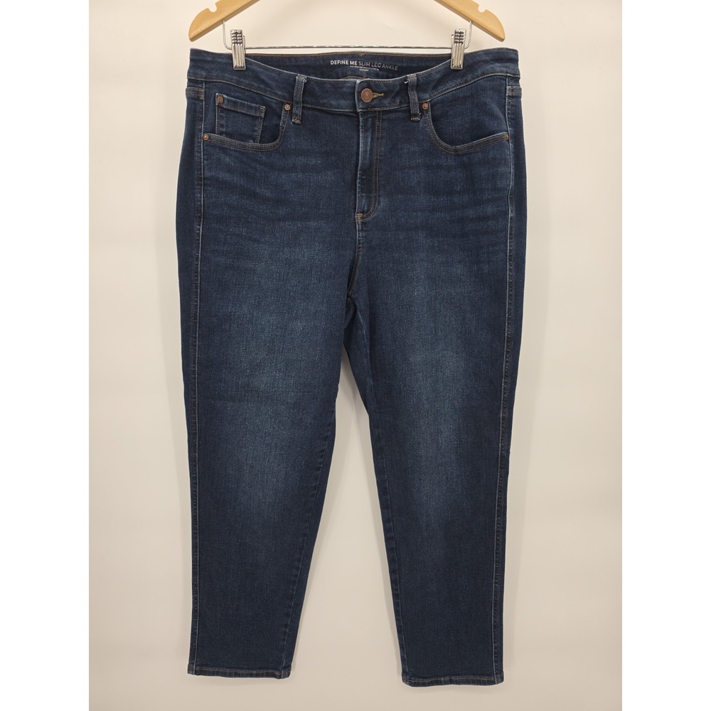 Chico's Define Me Slim Leg Ankle Jeans Size 3R US 16 XL Dark Wash Stretch